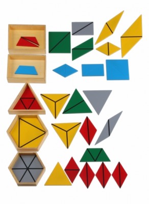 Konstruktive Dreiecke, 5 Kästen | Montessori Lernwelten - Der Shop für  Montessori Material